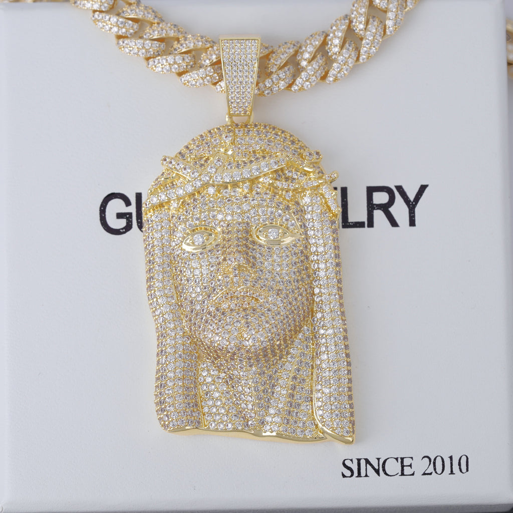 Large Size Jesus Pave Iced Necklace