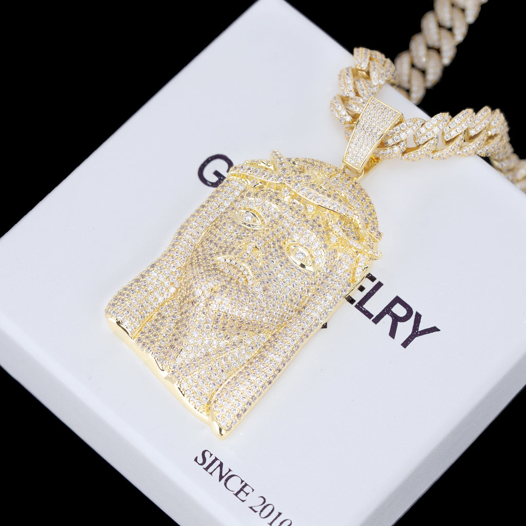 Large Size Jesus Pave Iced Necklace