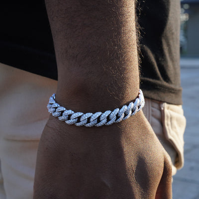 Cuban Link Bracelet (10MM) In White Gold - The GUU Shop