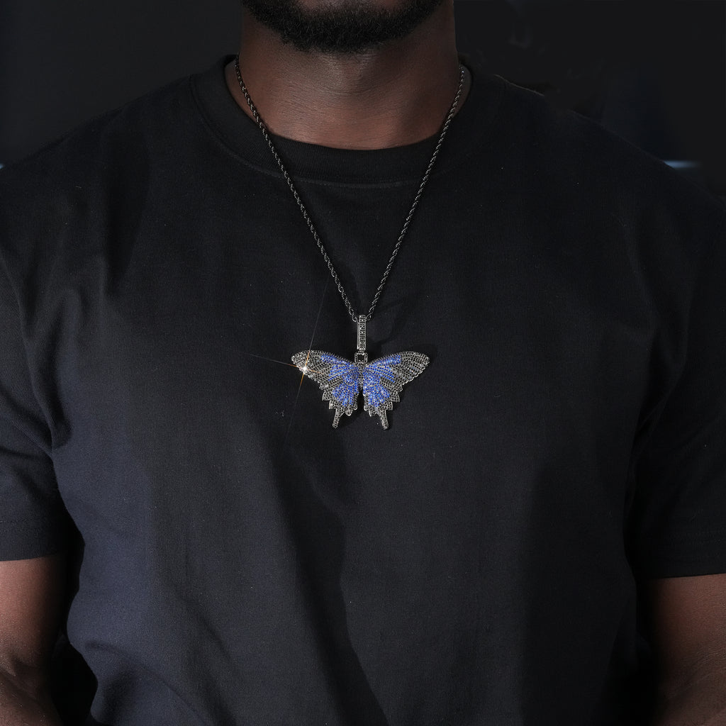 18K Gold-Plated Micro-inlay AAA CZ Butterfly Pendant Necklace
