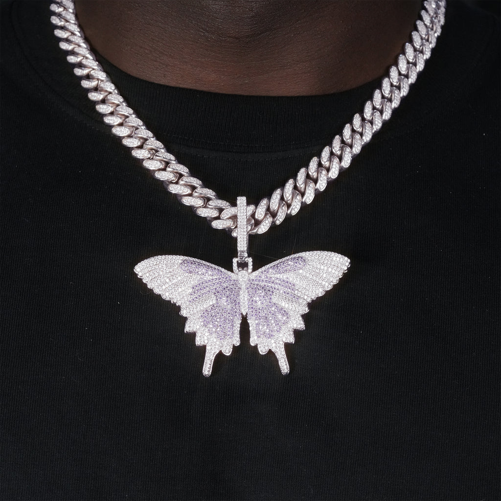 18K Gold-Plated Micro-inlay AAA CZ Butterfly Pendant Necklace