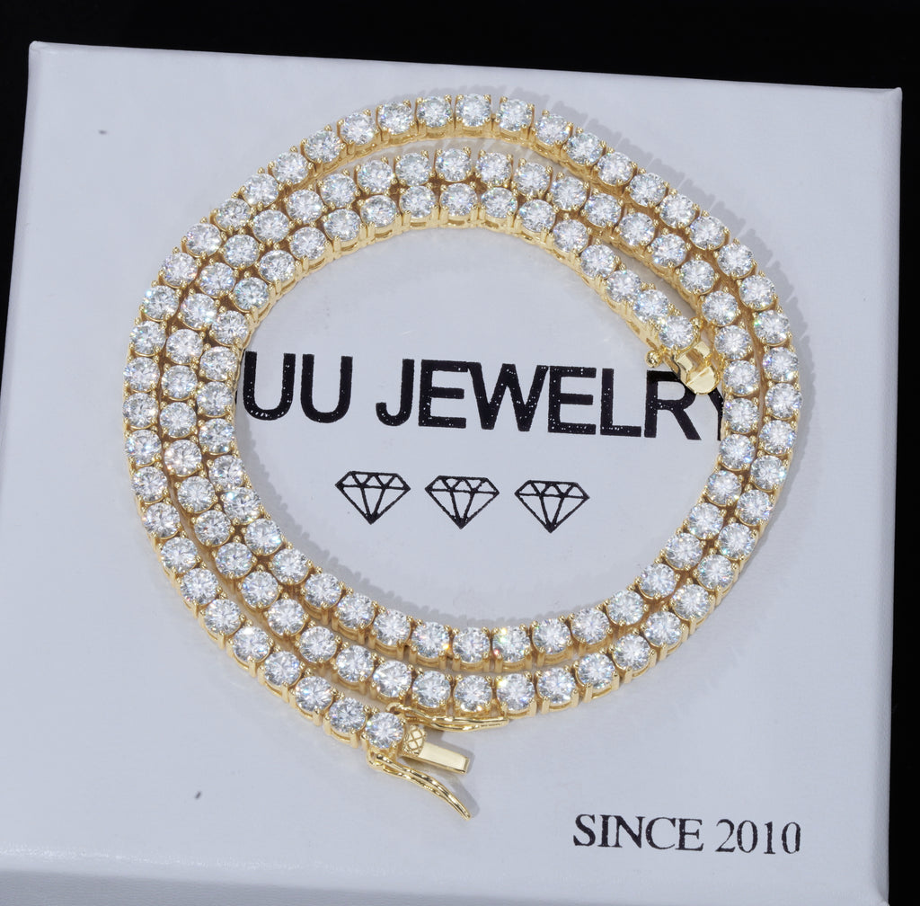 4MM 925S & VVS Moissanite Tennis Chain 18K Gold
