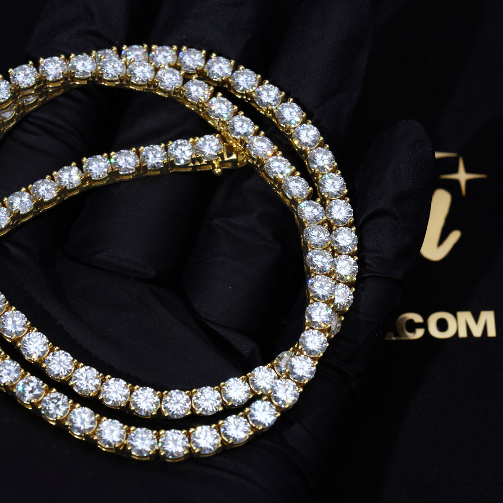 5MM 925S & VVS Moissanite Tennis Chain 18K Gold