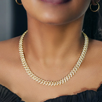 8mm Prong Cuban Link Chain in 18K Gold