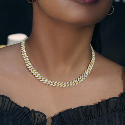 8MM Iced Cuban Link In 18K Gold