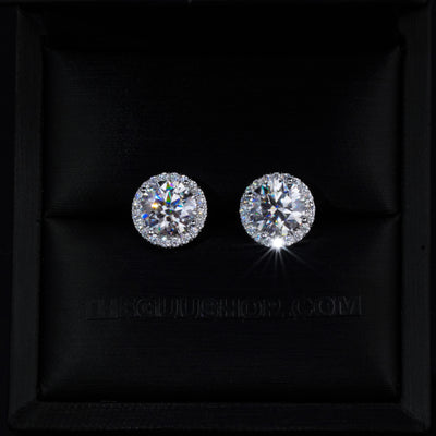 2.00 Carat Certified VVS1 Moissanite Halo Earrings