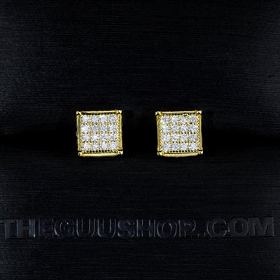 925s & VVS Moissanite 3D Cube Earrings 18K Gold
