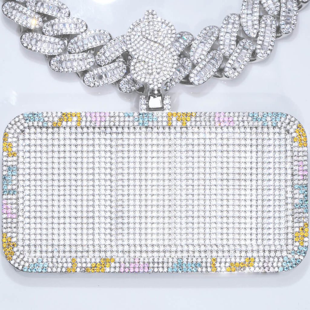 CUSTOM LETTER NECKLACE 3D COLORFUL SQUARE