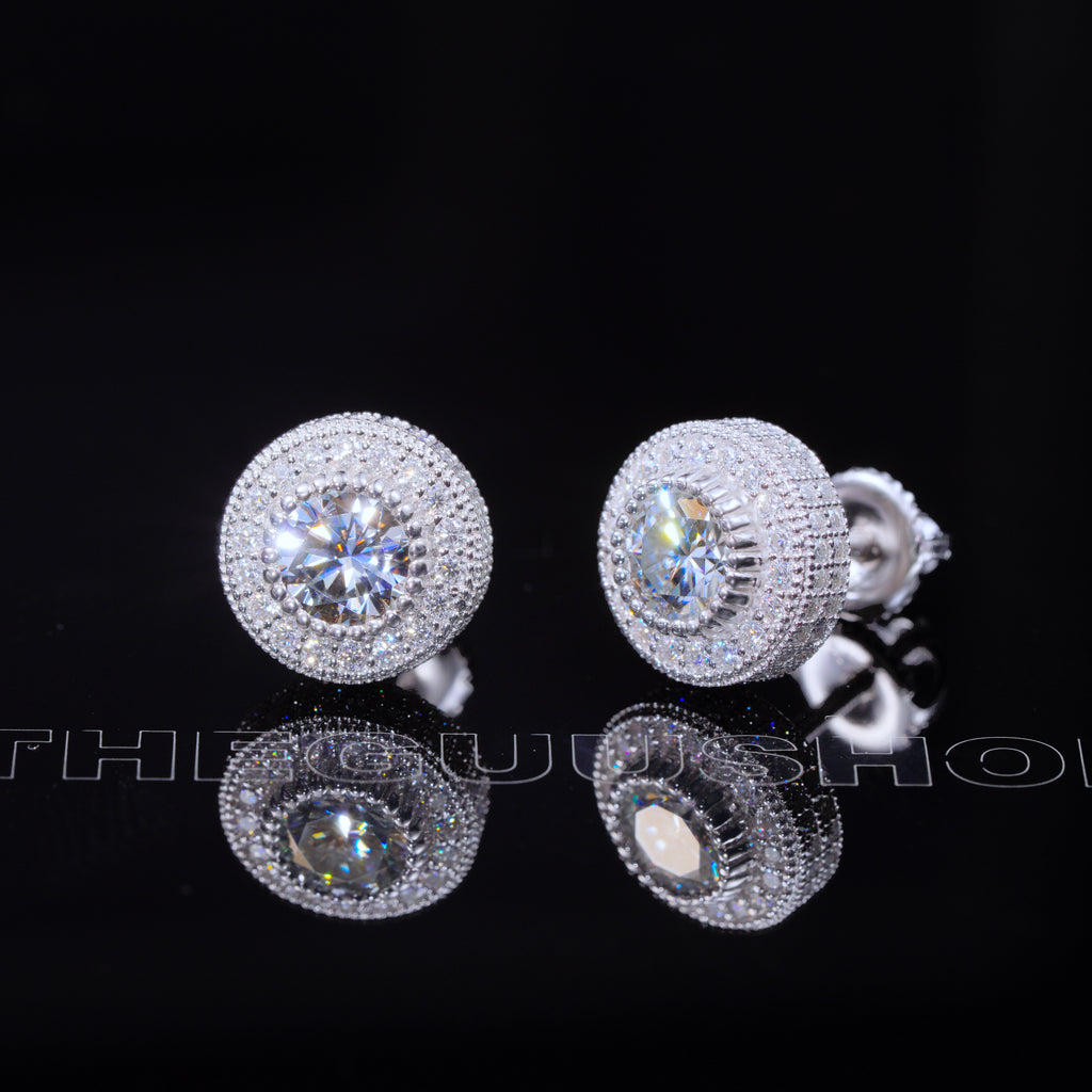 925s VVS1 Moissanite Cluster Halo Earrings