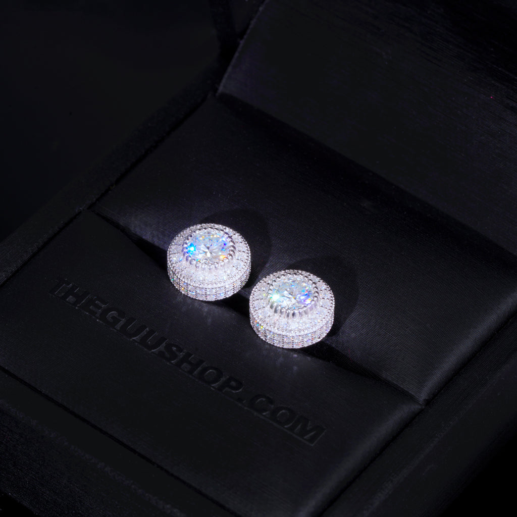 925s VVS1 Moissanite Cluster Halo Earrings