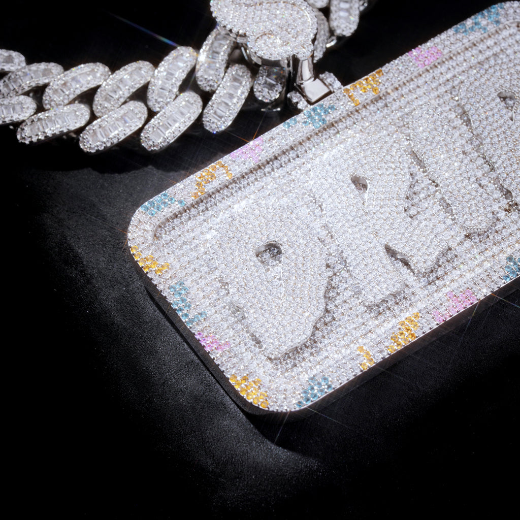 CUSTOM LETTER NECKLACE 3D COLORFUL SQUARE