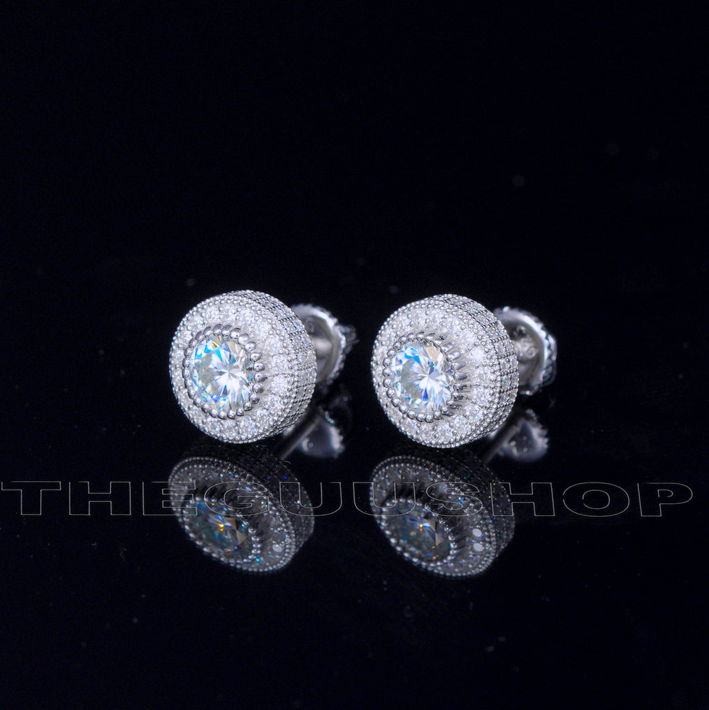 925s VVS1 Moissanite Cluster Halo Earrings