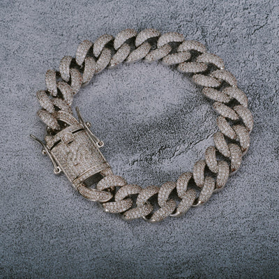 [GUU-PREM] 12MM 18K White Gold-Plated Cuban Link Bracelet - The GUU Shop