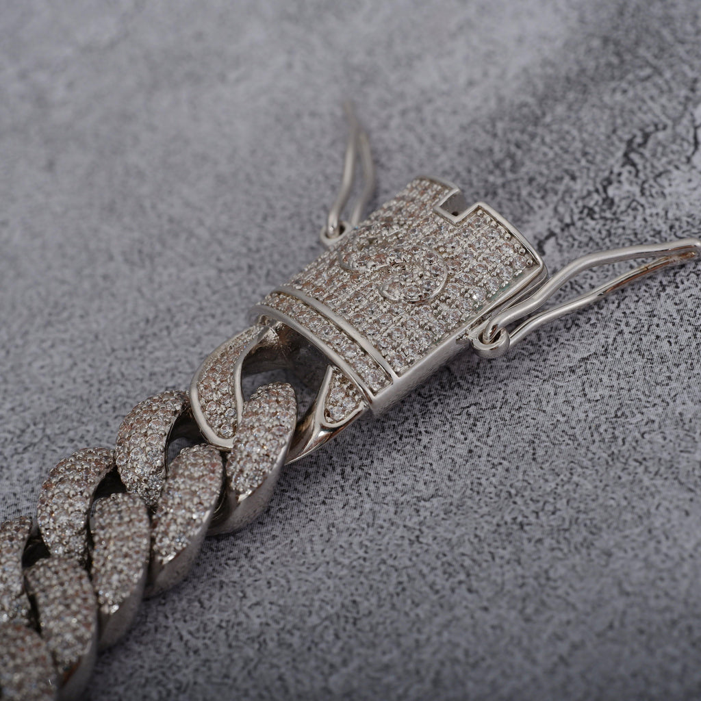 [GUU-PREM] 12MM 18K White Gold-Plated Cuban Link Bracelet - The GUU Shop