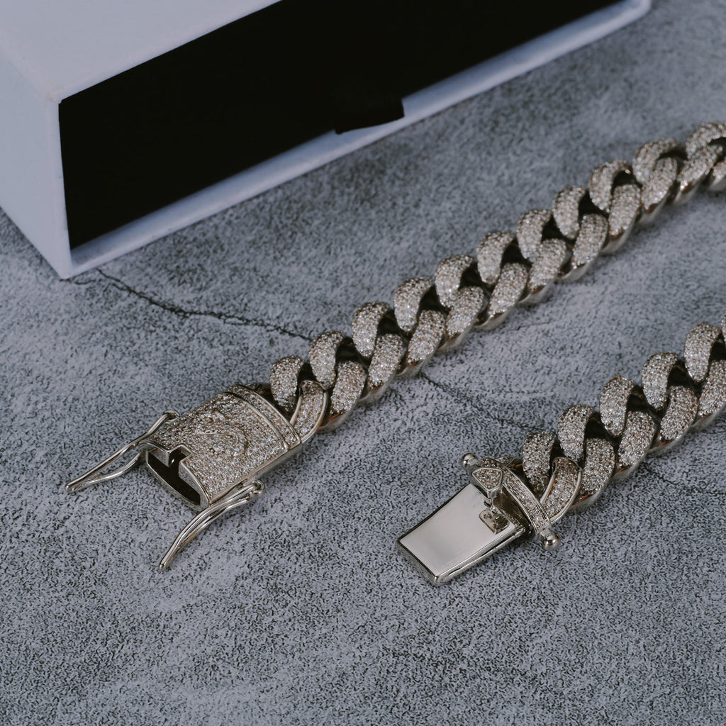[GUU-PREM] 12MM 18K White Gold-Plated Cuban Link Bracelet - The GUU Shop