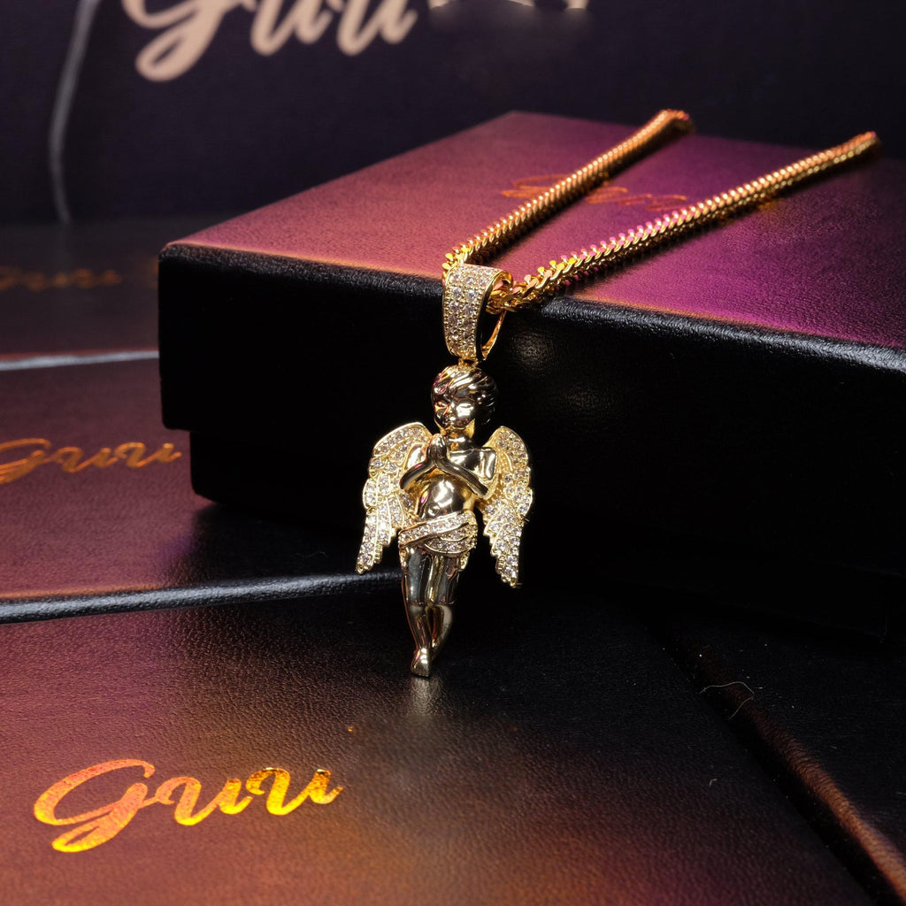 18k Gold-Plated 21mm AAA CZ Angel Pendant # Punk Rapper Chain - The GUU Shop