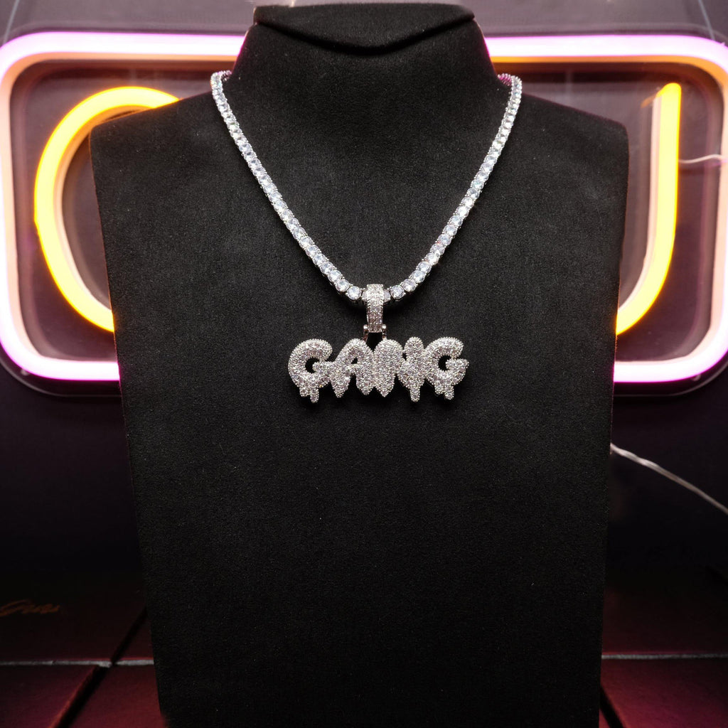 Iced Gold-Plated Letter GANG Pendant