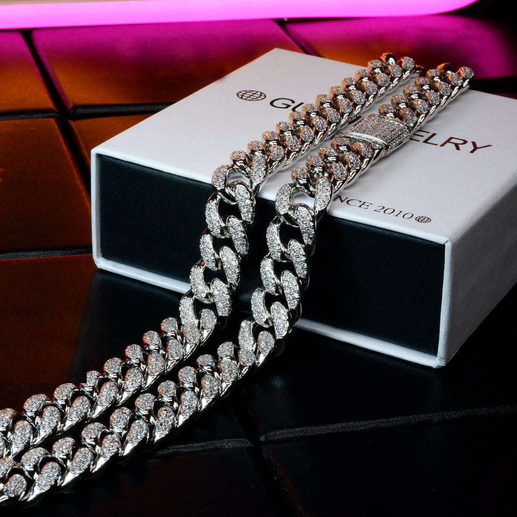 🔥New Flip buckle Iced Cuban Link Chain Silver