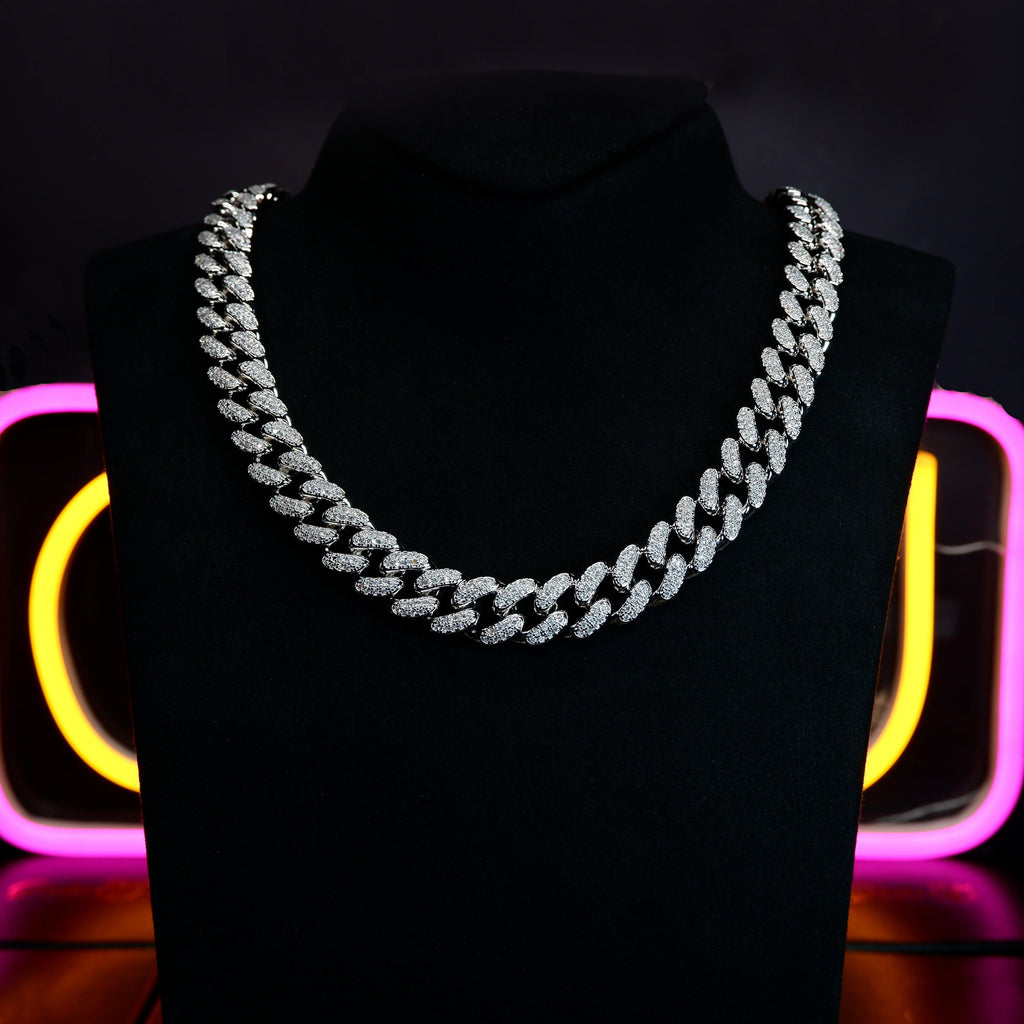 🔥New Flip buckle Iced Cuban Link Chain Silver