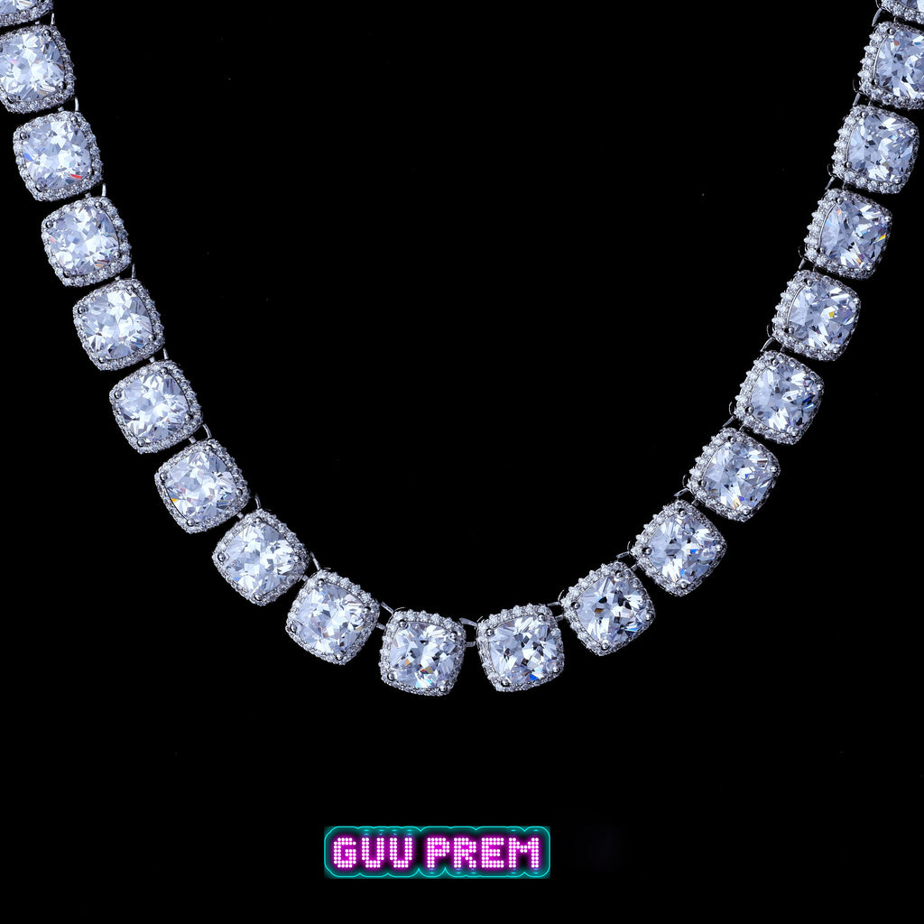 Glacier Clustered Tennis Chain in White Gold