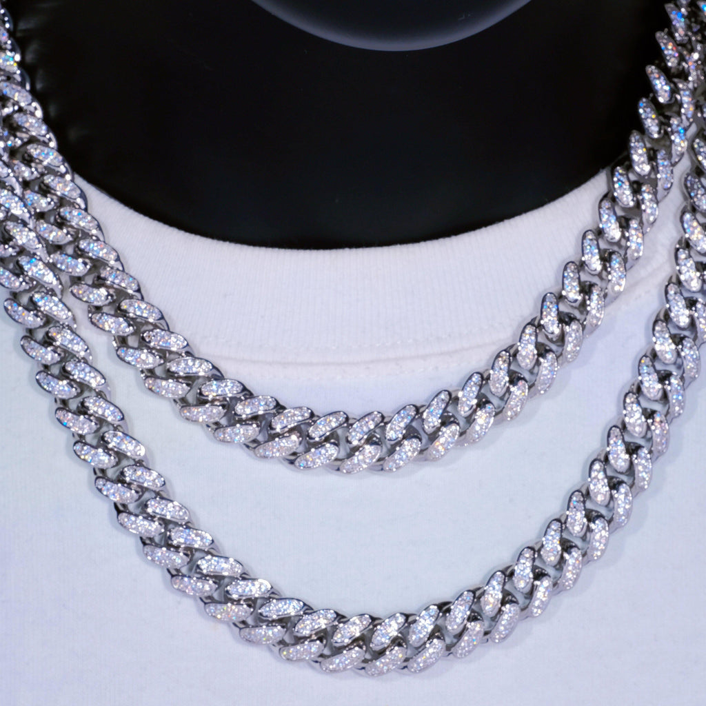 12mm Diamond Cuban Chain in White Gold - The GUU Shop