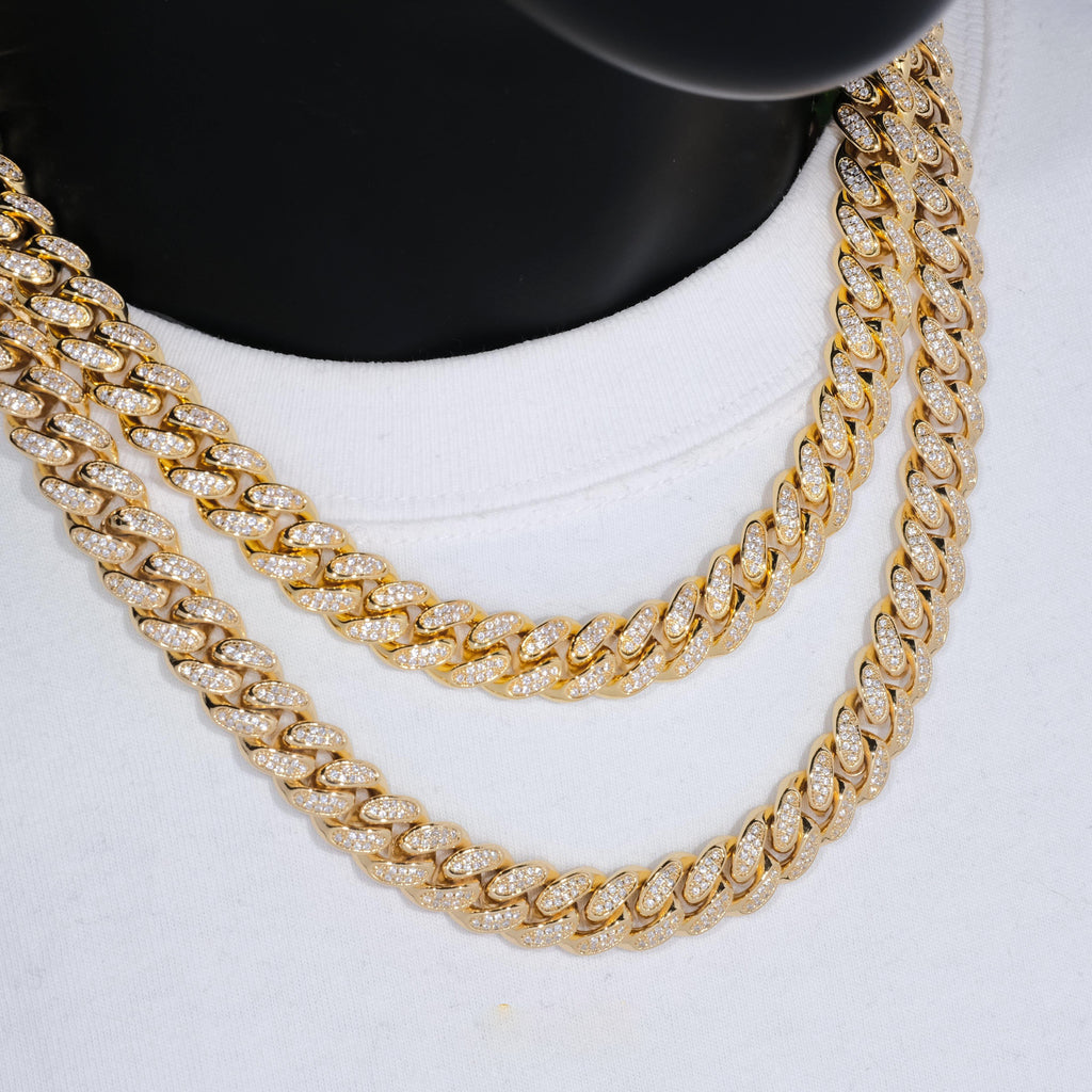 12mm Diamond Cuban Chain in 18K Gold - The GUU Shop