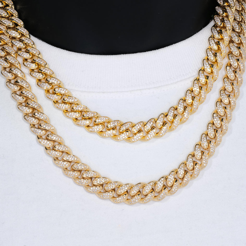12mm Diamond Cuban Chain in 18K Gold - The GUU Shop