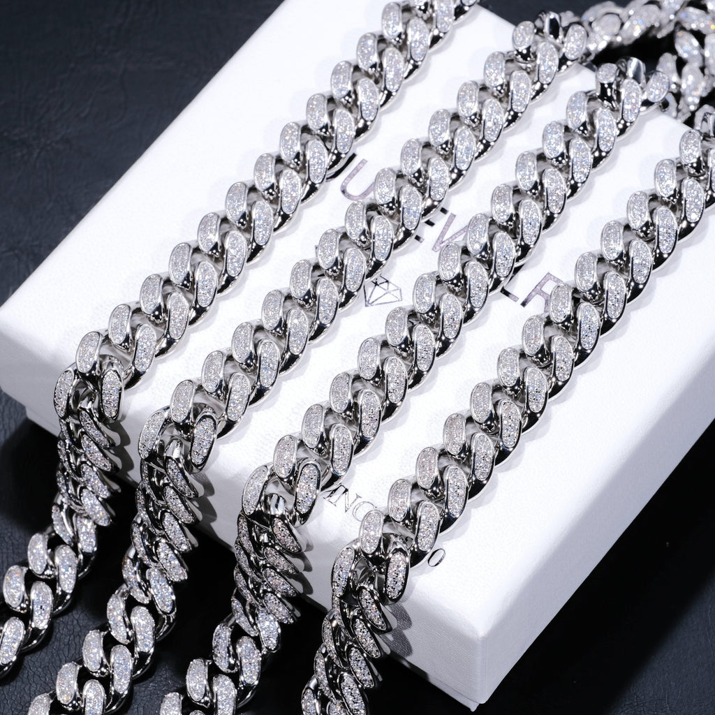 12mm Diamond Cuban Chain in White Gold - The GUU Shop