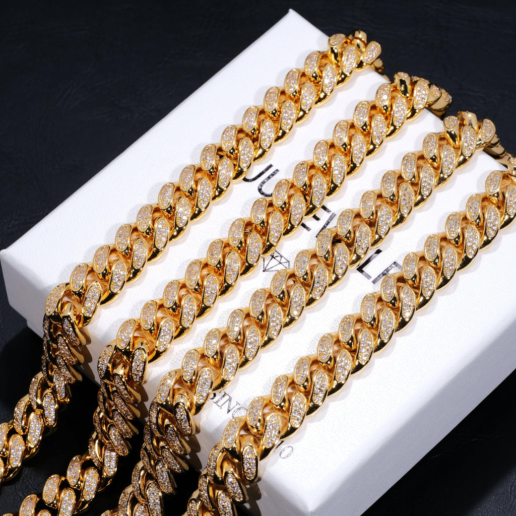 12mm Diamond Cuban Chain in 18K Gold - The GUU Shop