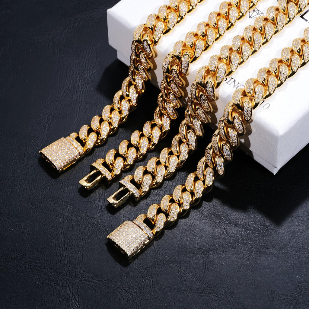 12mm Diamond Cuban Chain in 18K Gold - The GUU Shop
