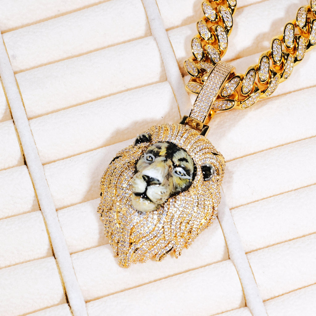 3D Enamel painting Iced Lion Pendant - The GUU Shop