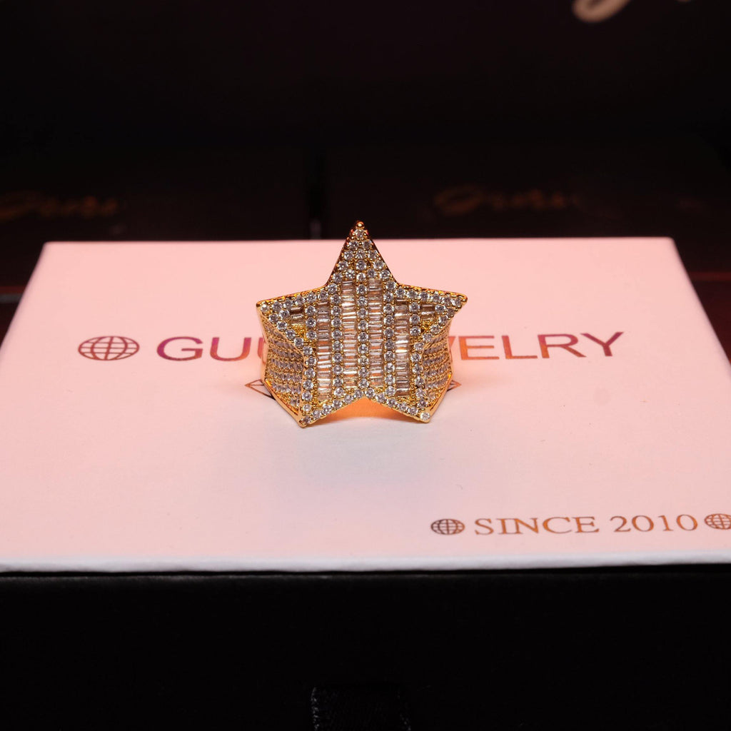 18K Gold-Plated Micro-inlay AAA CZ Pentagram Ring