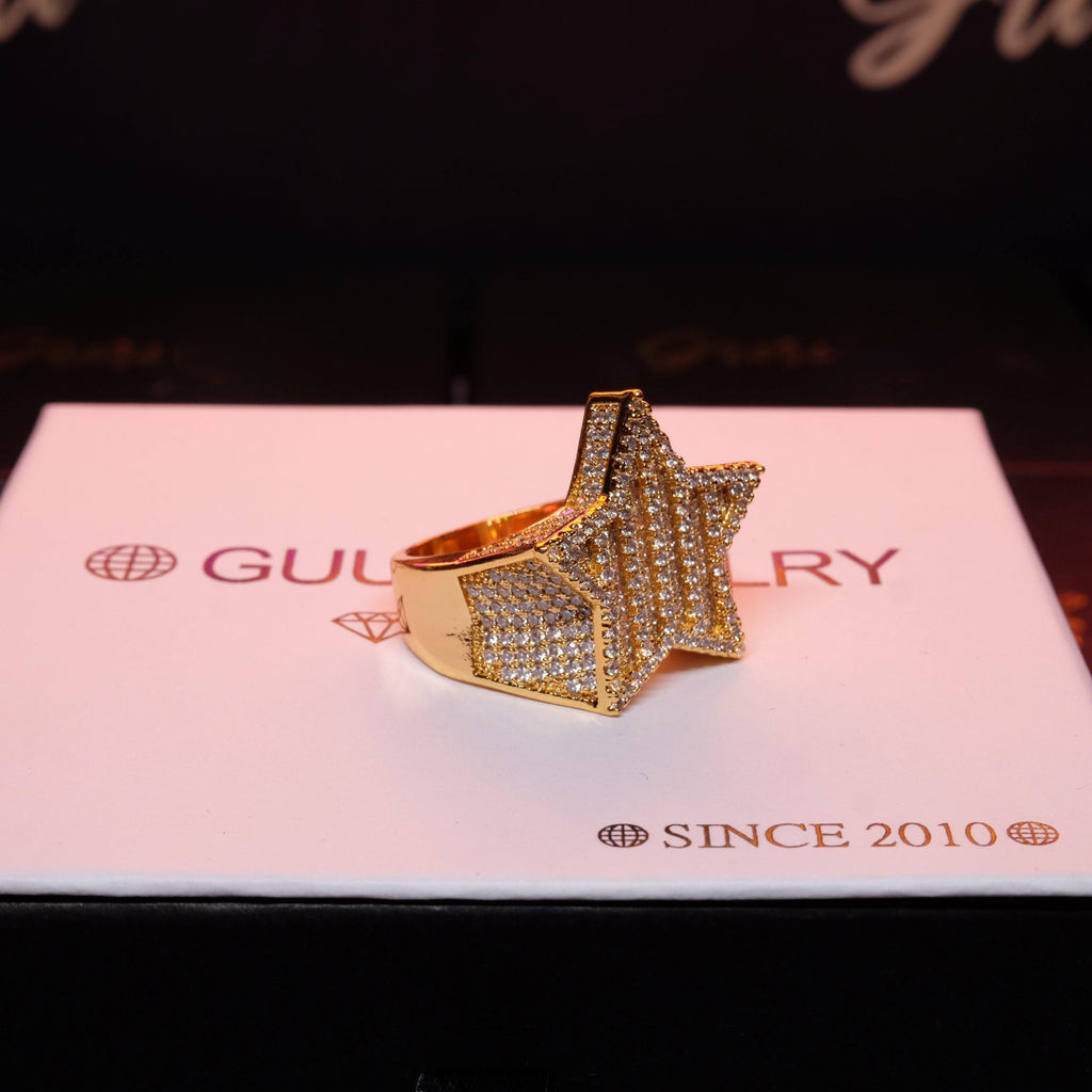 18K Gold-Plated Micro-inlay AAA CZ Pentagram Ring