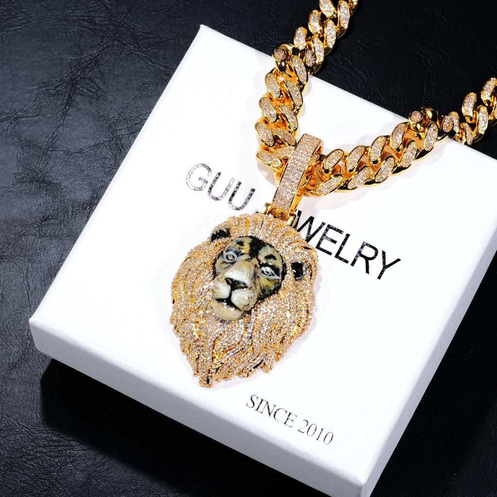 3D Enamel painting Iced Lion Pendant - The GUU Shop