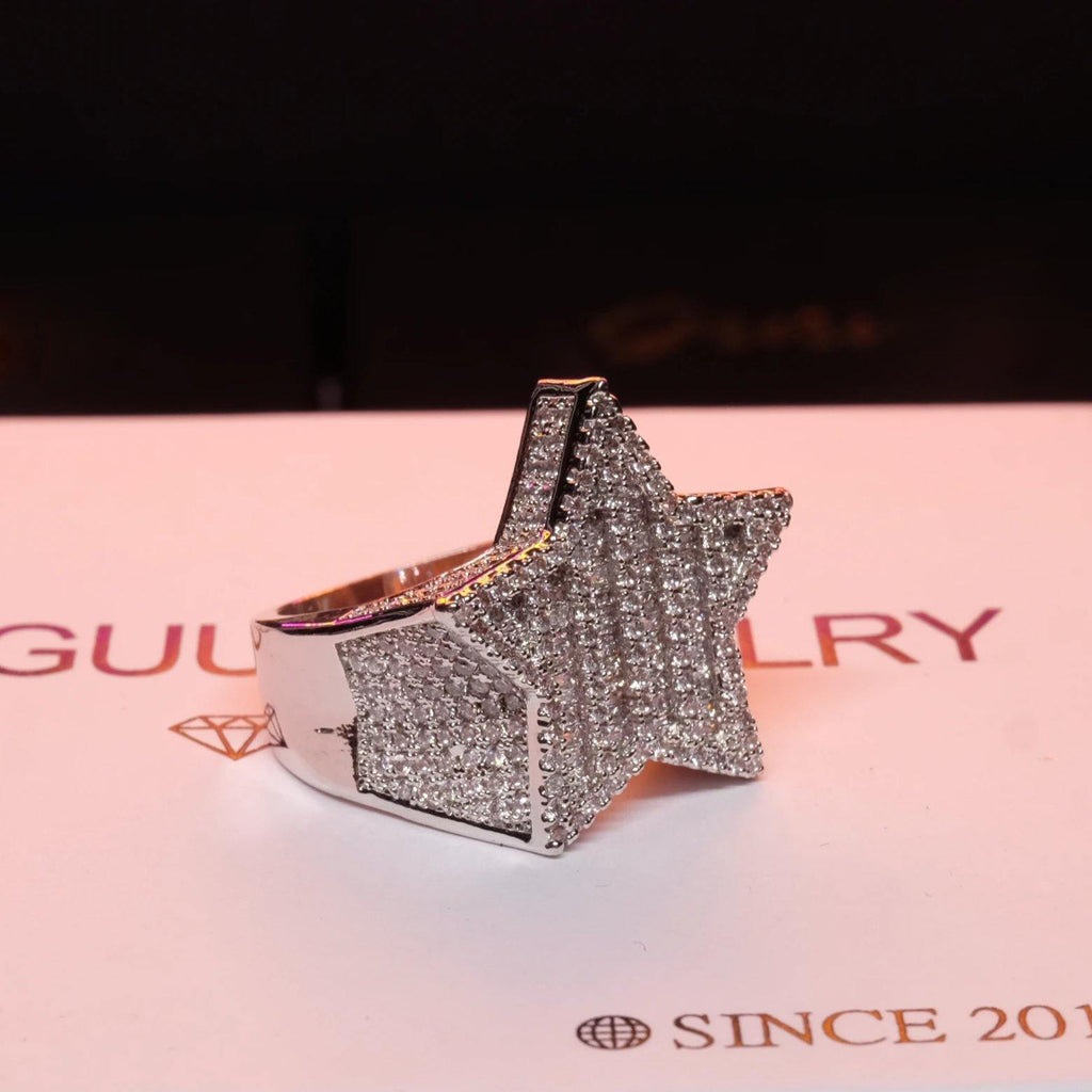 18K Gold-Plated Micro-inlay AAA CZ Pentagram Ring