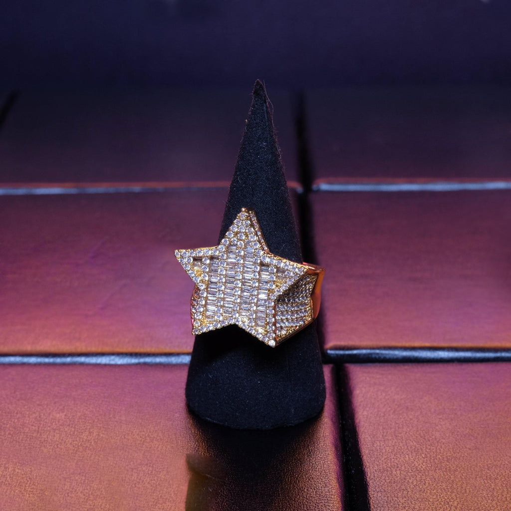 18K Gold-Plated Micro-inlay AAA CZ Pentagram Ring