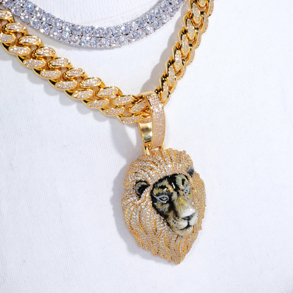 3D Enamel painting Iced Lion Pendant - The GUU Shop