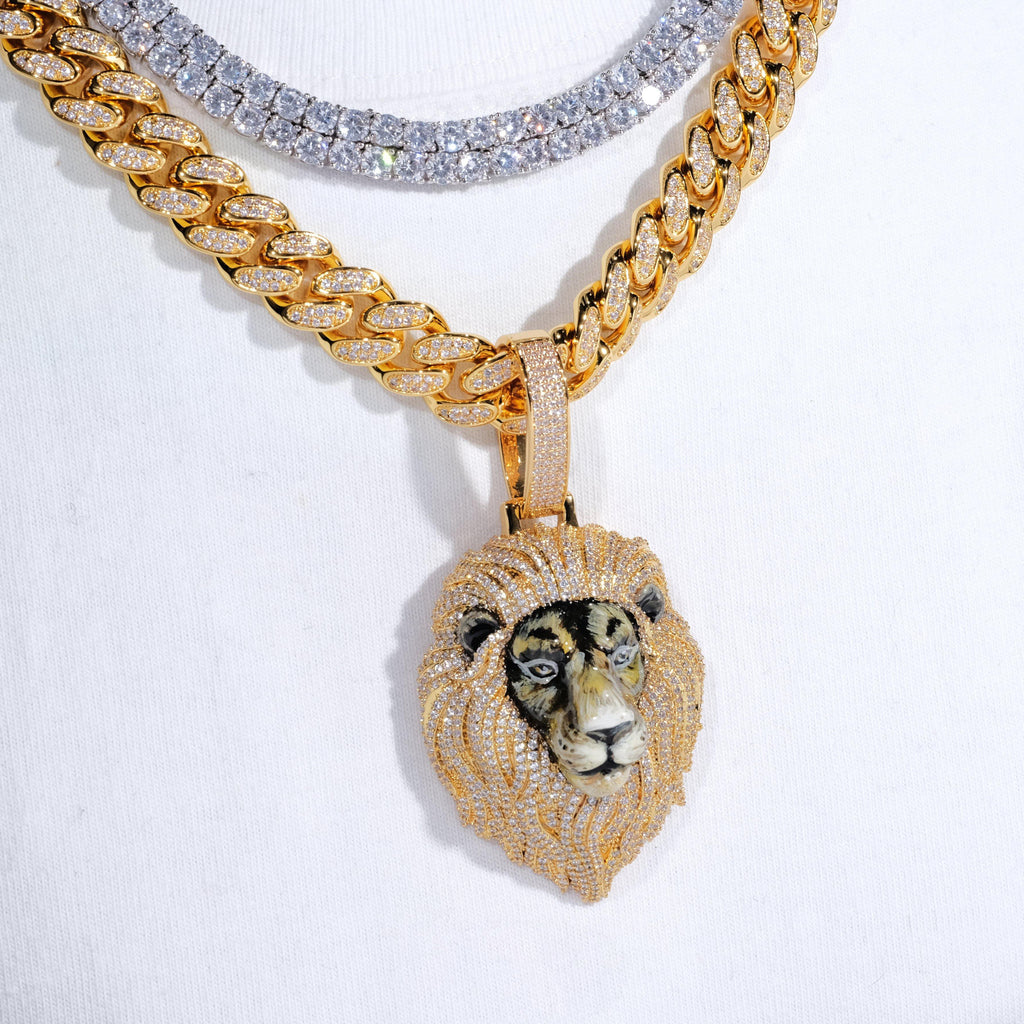 3D Enamel painting Iced Lion Pendant - The GUU Shop