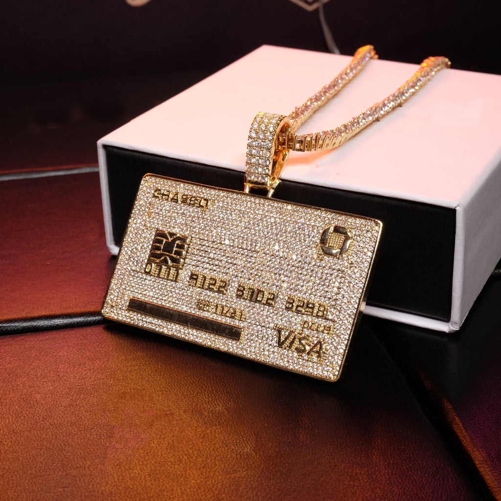 18K Gold-Plated Credit Card Bank card Iced Pendant