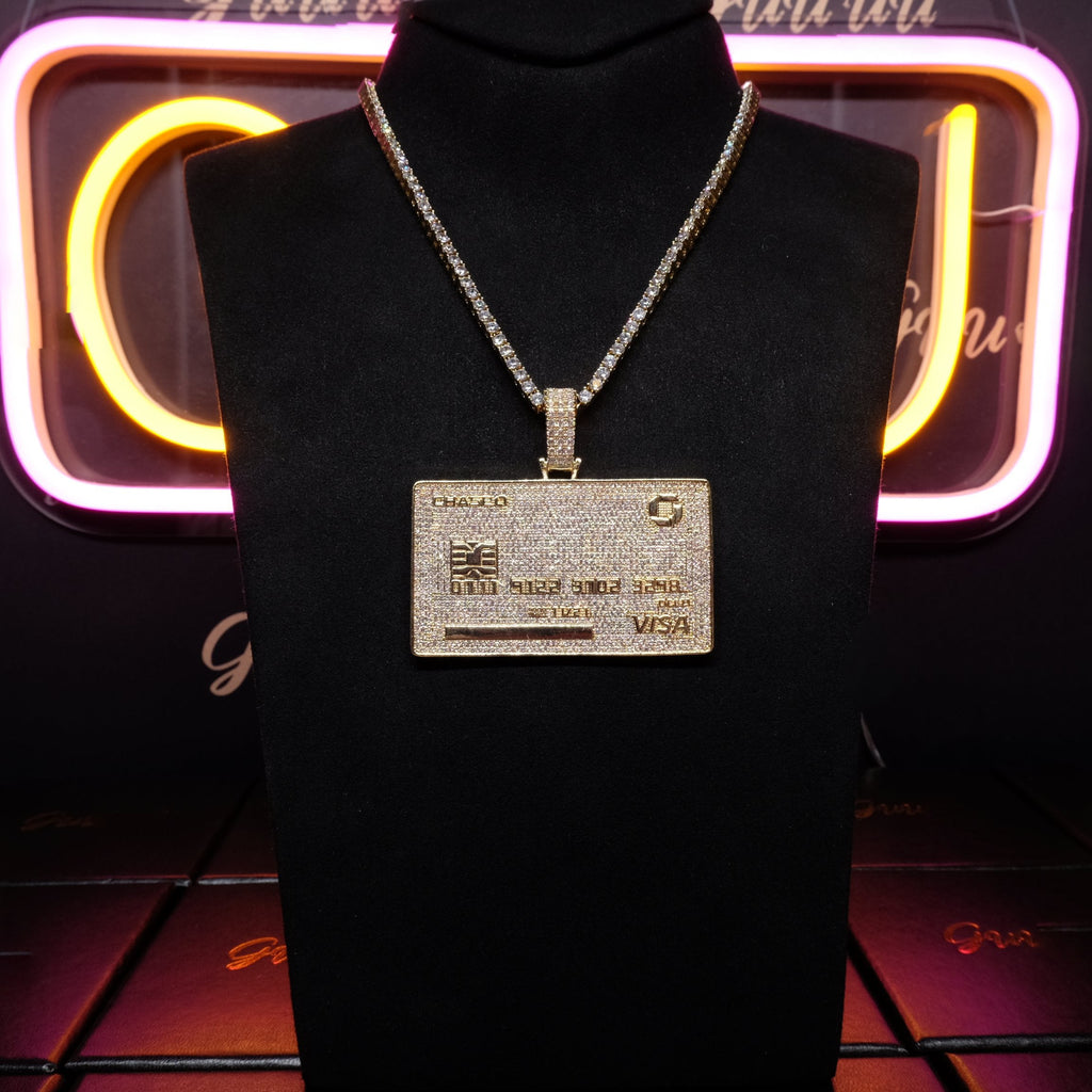 18K Gold-Plated Credit Card Bank card Iced Pendant - The GUU Shop