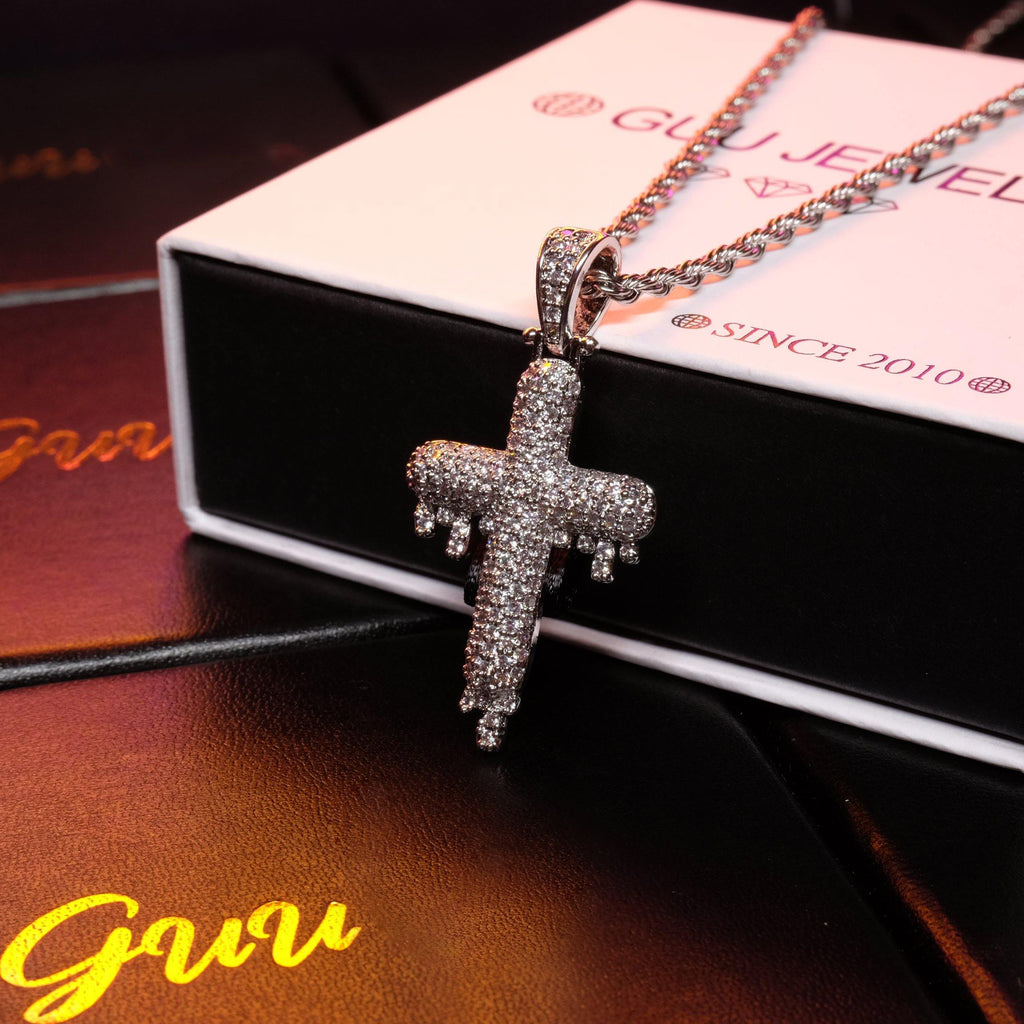 18K Gold-Plated Micro-inlay CZ Cross Necklace