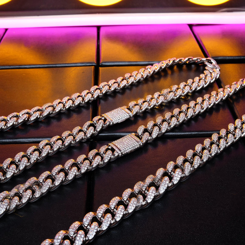 🔥New Flip buckle Iced Cuban Link Chain Silver