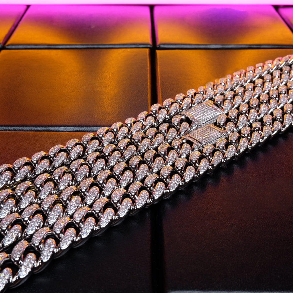 🔥New Flip buckle Iced Cuban Link Chain Silver