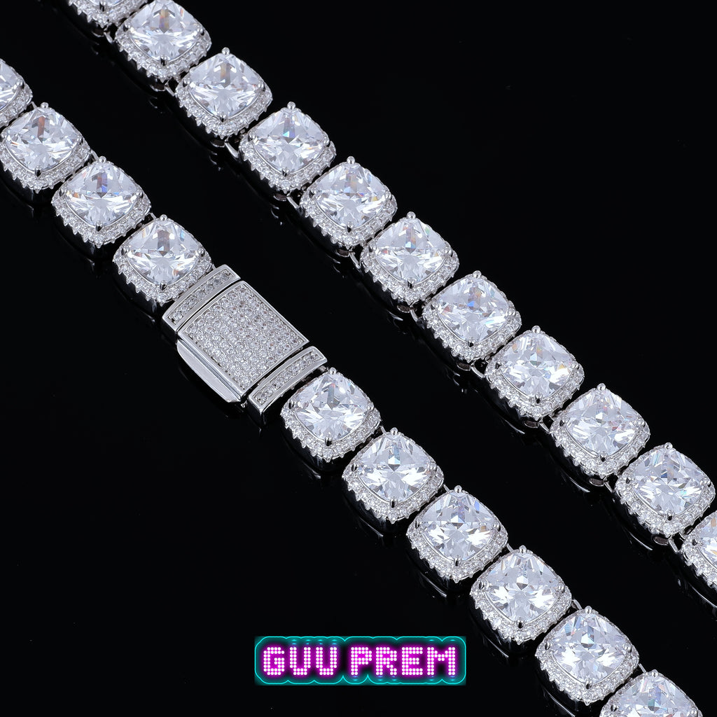 Glacier Clustered Tennis Chain in White Gold