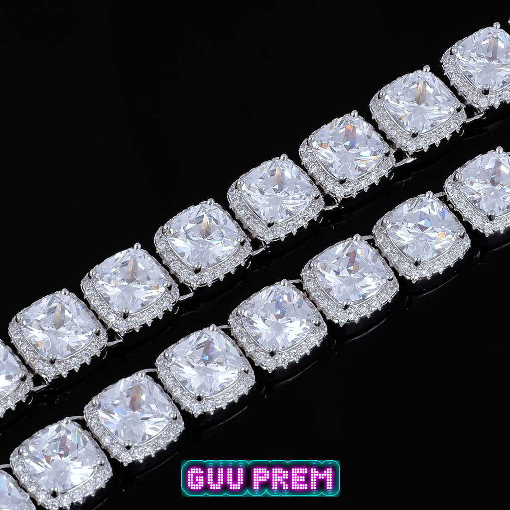 Glacier Clustered Tennis Chain in White Gold - The GUU Shop