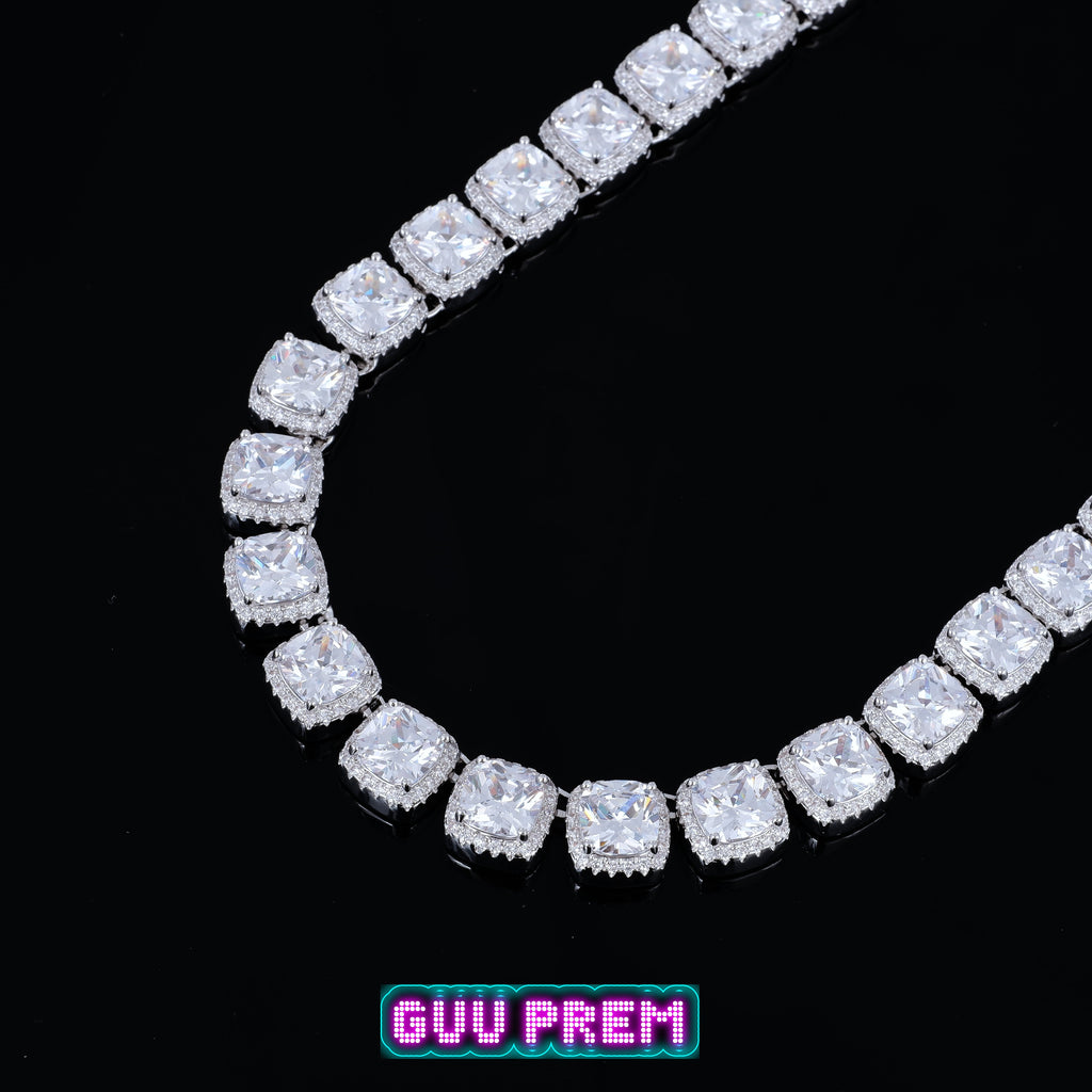 Glacier Clustered Tennis Chain in White Gold
