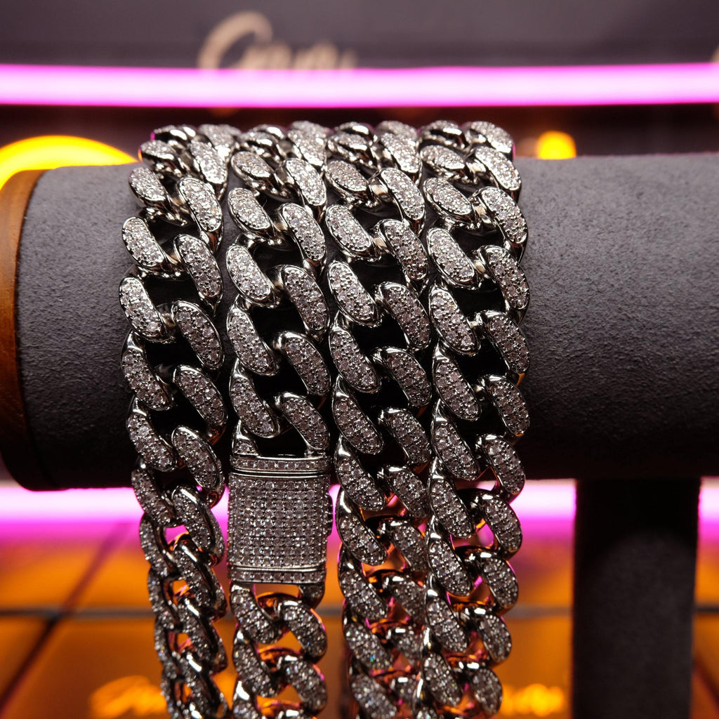 🔥New Flip buckle Iced Cuban Link Chain Silver