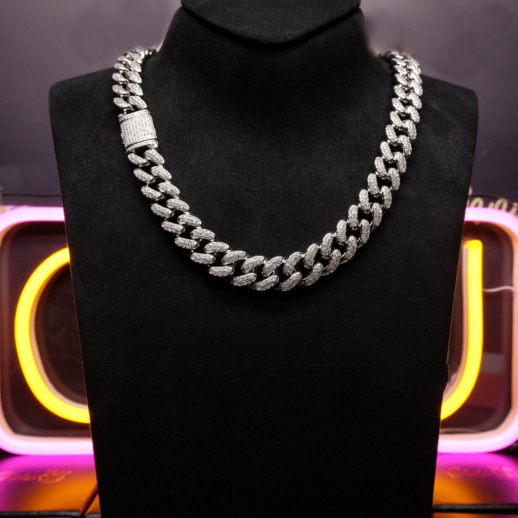 🔥New Flip buckle Iced Cuban Link Chain Silver