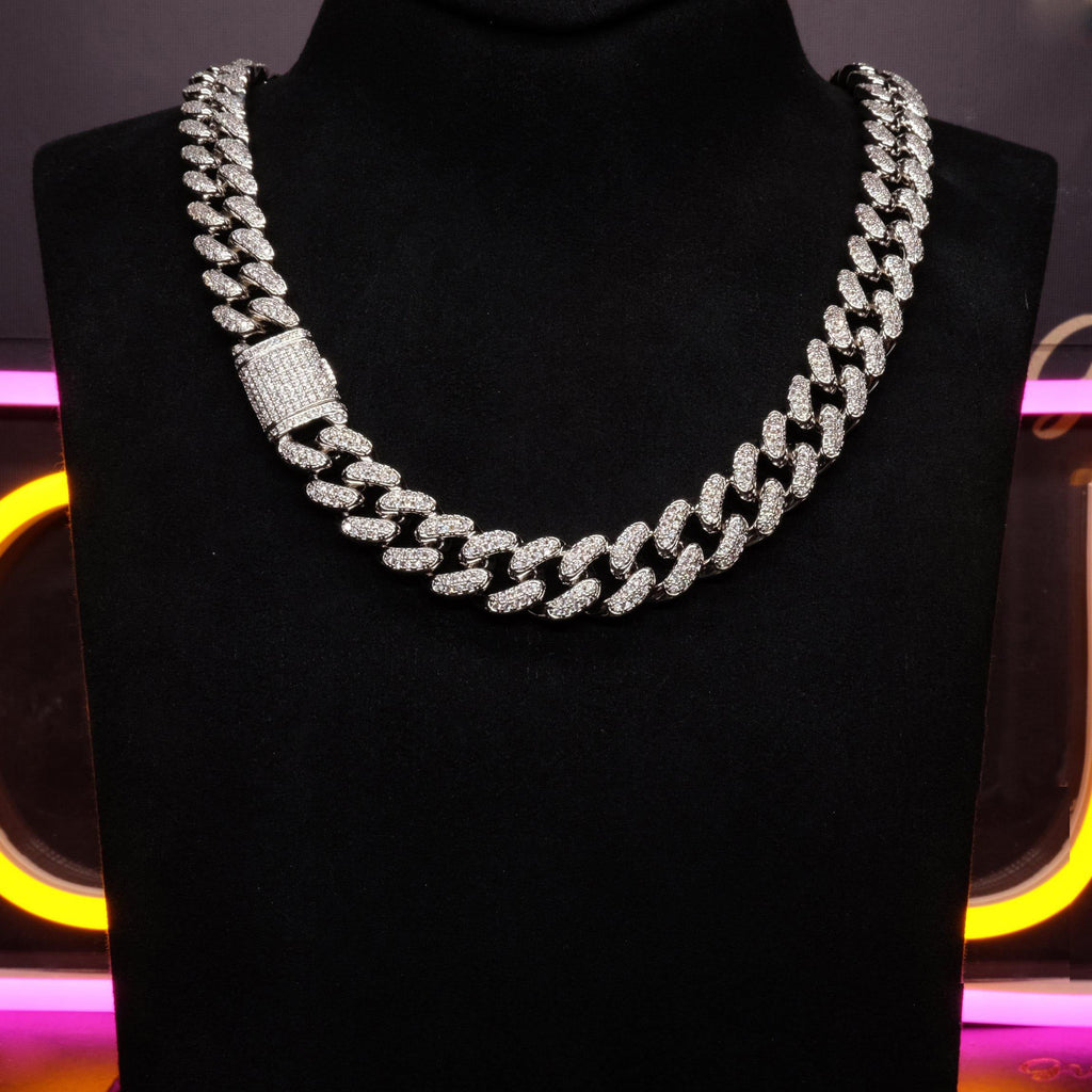 🔥New Flip buckle Iced Cuban Link Chain Silver