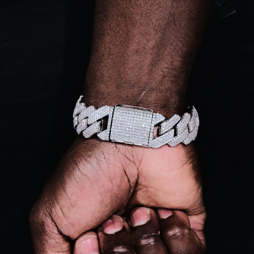 19MM 3Row Prong Cuban Link Necklace + Bracelet Bundle In WhiteGold - The GUU Shop